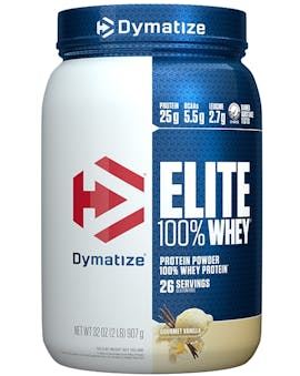 A single tub of Dymatize Elite 100 Whey Gourmet Vanilla