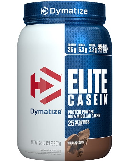 A single tub of Dymatize Elite Casein Rich Chocolate