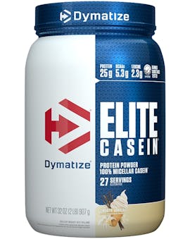 A single tub of Dymatize Elite Casein Smooth Vanilla