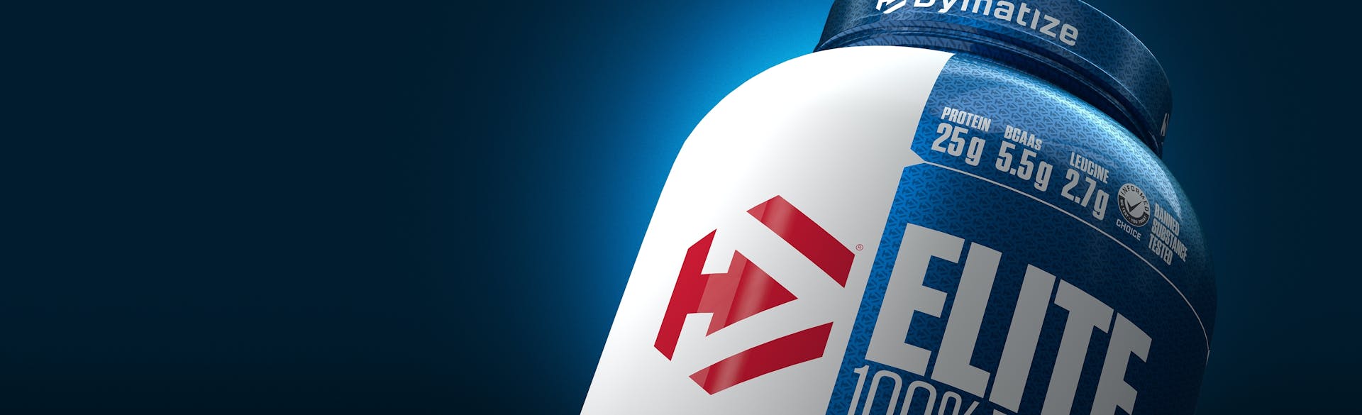 A tub of Dymatize Elite 100% Whey