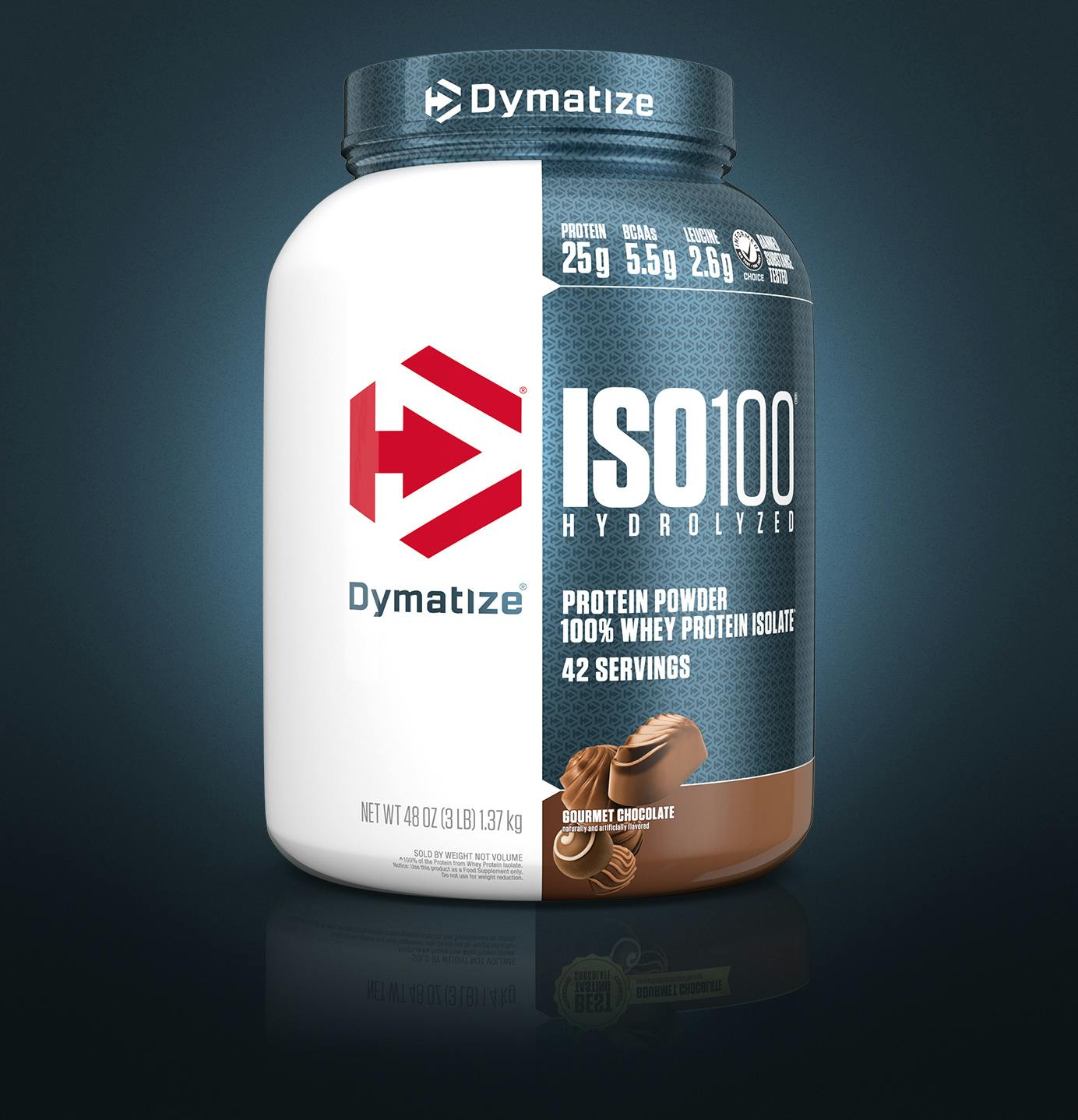 A container of Dymatize ISO100.